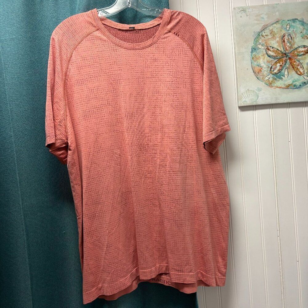 lululemon athletica Short Sleeve Rust/Orange "Live in Practice" Shirt Size XXL